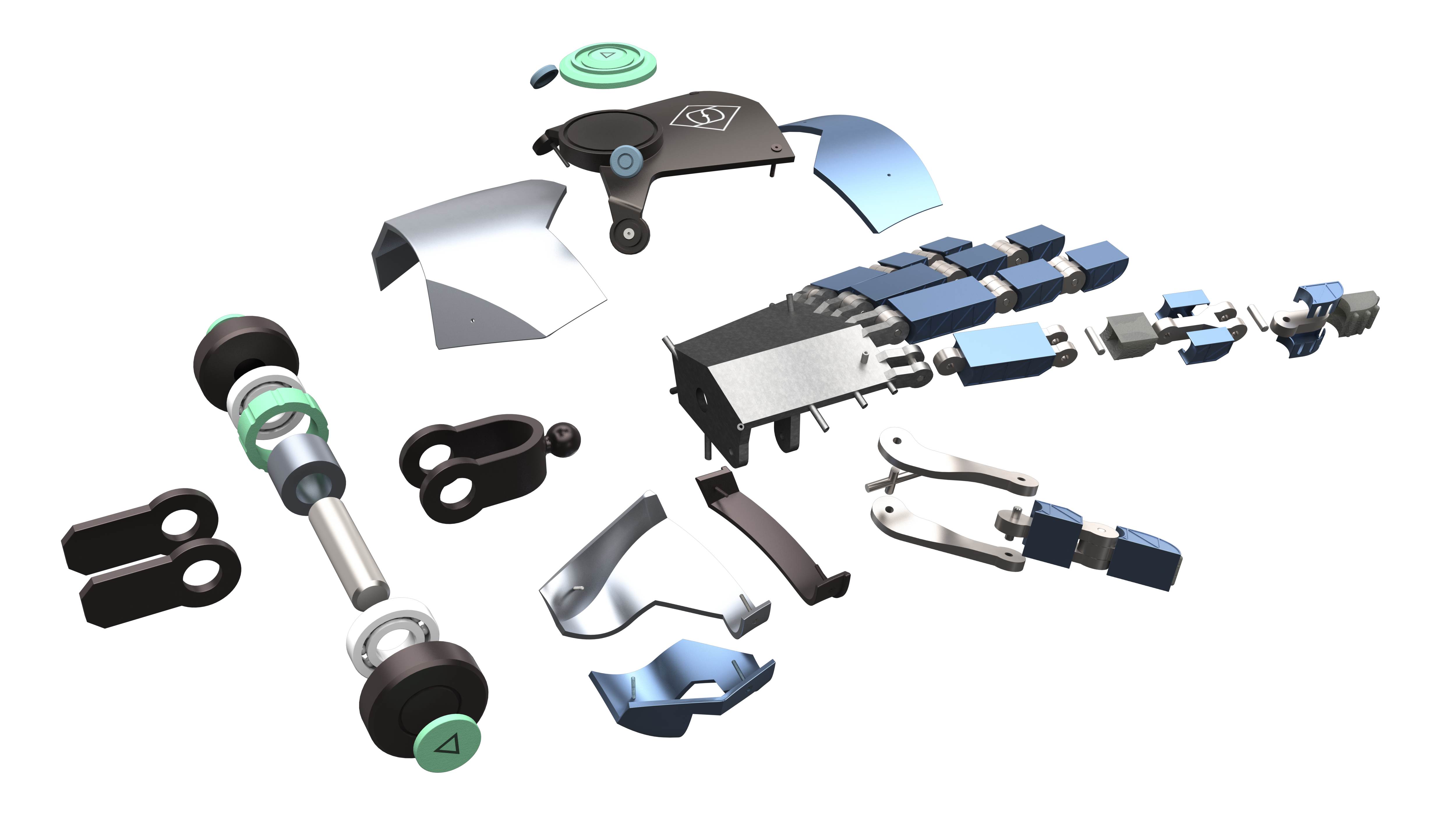 Exploded view of mechanical hand